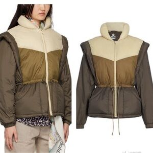 Isabel Marant Etoile Darshazi Colour-blocked Shell Jacket In Khaki NWT FR38 M